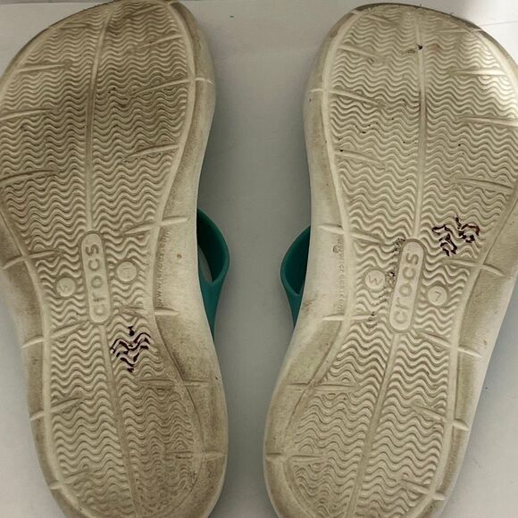 Crocs Women’s Aqua Teal Blue Slip On Swiftwater Strappy Slide Sandals Size 7 - Picture 7 of 11
